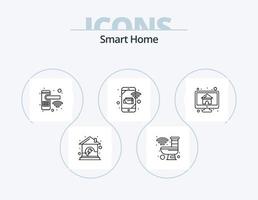 Smart-Home-Line-Icon-Pack 5 Icon-Design. Heimat. Belüftung. Öko-Haus. Küche. Auspuff vektor