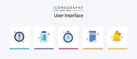 Benutzeroberfläche Flat 5 Icon Pack inklusive . Benachrichtigung. Aufhören. Schnittstelle. Hinweis. kreatives Symboldesign vektor