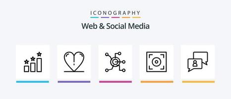 Web- und Social-Media-Line-5-Icon-Pack inklusive Open. Botschaft. Büro. Teilen. Handy, Mobiltelefon. kreatives Symboldesign vektor