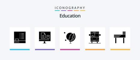 utbildning glyf 5 ikon packa Inklusive . skola. skola. utbildning.. kreativ ikoner design vektor