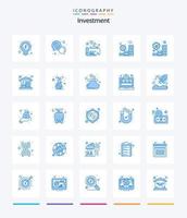 kreativ investering 25 blå ikon packa sådan som försäkring. pengar. dollar. investering. betalning vektor