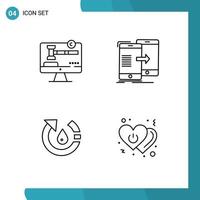 Satz von 4 modernen ui-Symbolen Symbole Zeichen für Kopierrecht Drop Law Sync-Umgebung editierbare Vektordesign-Elemente vektor