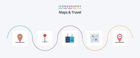 Karten und Reise-Flat 5 Icon Pack inklusive . Strategie. vektor