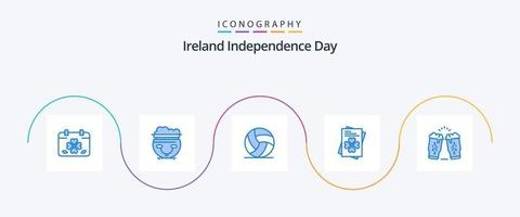 Irland Unabhängigkeitstag blau 5 Icon Pack inklusive Getränk. Irland. amerikanisch. Welt. Sport vektor