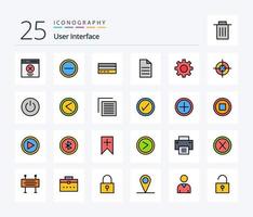 Benutzeroberfläche 25 Zeilen gefülltes Icon Pack inklusive Benutzeroberfläche. Daten. Unternehmen. Datei. Schnittstelle vektor