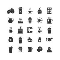 solides Icon-Set des Coffeeshops. Vektor und Illustration.