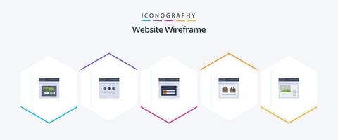 Website Wireframe 25 Flat Icon Pack inklusive Website. Seite. Webseite. Internet. Webseite vektor