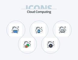 Cloud-Computing-Linie gefüllt Icon Pack 5 Icon-Design. Laptop. Wolke. Löschen. Wolke vektor