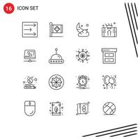 16 thematische Vektorumrisse und bearbeitbare Symbole des Smartphone-Shops Mond online neue bearbeitbare Vektordesign-Elemente vektor
