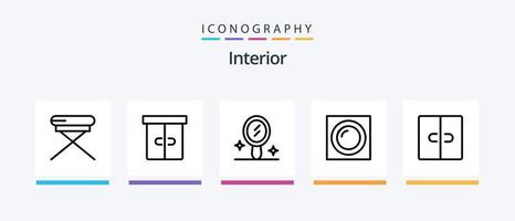 interiör linje 5 ikon packa Inklusive . möbel. spegel. låda. interiör. kreativ ikoner design vektor