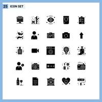 Aktienvektor-Icon-Pack mit 25 Zeilenzeichen und Symbolen für Clip-Handtaschenbaum-Taschenansicht editierbare Vektordesign-Elemente vektor