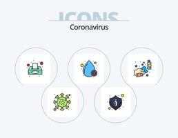 Coronavirus-Linie gefüllt Icon Pack 5 Icon Design. Mikrobe. Bakterium. Labortest. Virus. Bluttest vektor