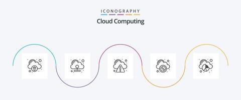 Cloud Computing Line 5 Icon Pack inklusive Diagramm. Error. Wolke. Aufhören. Block vektor