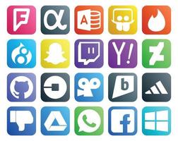 20 Social-Media-Icon-Packs, darunter adidas viddler yahoo driver uber vektor