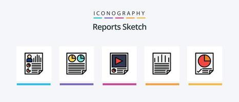 Berichte Skizzenlinie gefüllt 5 Icon Pack inklusive Seite. Daten. Prüfbericht. Prüfbericht. dokumentieren. kreatives Symboldesign vektor