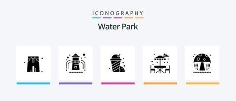 vatten parkera glyf 5 ikon packa Inklusive . trädgård. svamp. vatten. kreativ ikoner design vektor