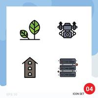 4 Benutzeroberfläche Filledline Flat Color Pack moderner Zeichen und Symbole von Earth House Leaf Camera Shops editierbare Vektordesign-Elemente vektor