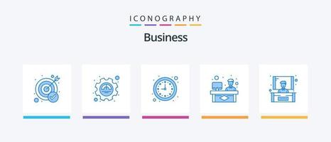 Business Blue 5 Icon Pack inklusive Präsentation. Arbeiten. Unternehmen. Diskussion. Plaudern. kreatives Symboldesign vektor