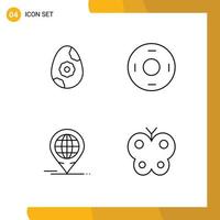 piktogram uppsättning av 4 enkel fylld linje platt färger av ägg global kosmos symboler djur- redigerbar vektor design element