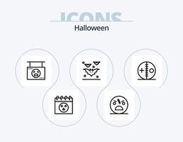 halloween linje ikon packa 5 ikon design. mynt. punktera. post. halloween. kostym vektor