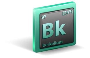 berkelium kemiskt element. kemisk symbol med atomnummer och atommassa. vektor