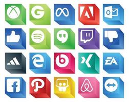 20 Social-Media-Icon-Packs, einschließlich Sportelektronik, Kunsttreffs, xing edge vektor