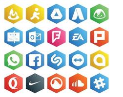 20 social media ikon packa Inklusive opera teamviewer elektronik konst shazam whatsapp vektor