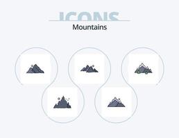Berge Linie gefüllt Icon Pack 5 Icon Design. Natur. hügel. Natur. Szene. hügel vektor