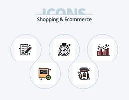 Shopping- und E-Commerce-Linie gefüllt Icon Pack 5 Icon Design. Rabatt. Shopping-Tag. Laden. Verkaufsetikett. Preisschild vektor