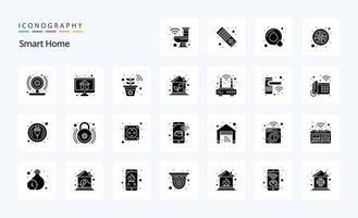 25 Smart-Home-Solid-Glyphen-Icon-Pack vektor