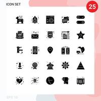 modern uppsättning av 25 fast glyfer och symboler sådan som kontrollera kommunikation säkerhet chatt utveckling redigerbar vektor design element