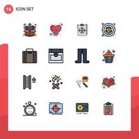 Piktogramm-Set aus 16 einfachen, flachen, farbgefüllten Linien von Haus-Workflow-Liebes-Workflow-editierbaren kreativen Vektordesign-Elementen vektor