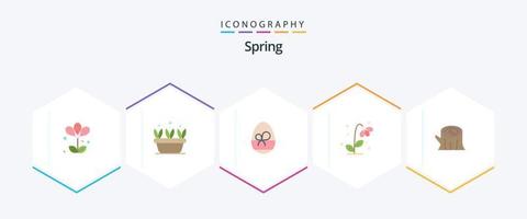vår 25 platt ikon packa Inklusive logga. natur. ägg. blomma. flora vektor
