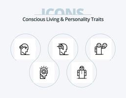 medveten levande och personlighet egenskaper linje ikon packa 5 ikon design. hatt. profil. hatt. mänsklig. mobil vektor