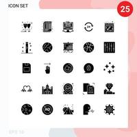 25 kreative Symbole moderne Zeichen und Symbole des Blog-Service-Computers rund um die Uhr Hotel editierbare Vektordesign-Elemente vektor