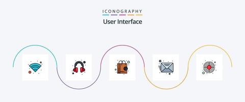 Benutzeroberfläche Zeile gefüllt Flat 5 Icon Pack einschließlich. Ziel. Laden. Pfeil. Botschaft vektor