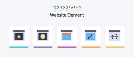 Website-Element Flat 5 Icon Pack inklusive Seite. Webseite. Design. Zeichnen. Webseite. kreatives Symboldesign vektor