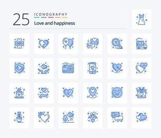 Love 25 Blue Color Icon Pack inklusive Suche. finden. Leben. Mitteilungen. Plaudern vektor