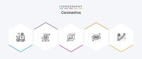 coronavirus 25 linje ikon packa Inklusive säkerhet. mask. säkerhet. ansikte. otolaryngologist vektor