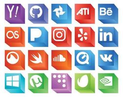 20 Social-Media-Icon-Packs, einschließlich VK Music Instagram Sound Swift vektor