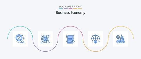 ekonomi blå 5 ikon packa Inklusive ekonomi. bankverksamhet. dokumentera. skydd. ekonomi vektor