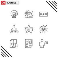 Gliederungspaket mit 9 universellen Symbolen von Abzeichen UFO-Code Space Pin editierbare Vektordesign-Elemente vektor