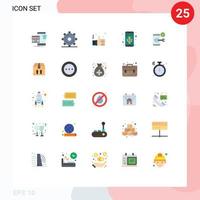 mobile schnittstelle flacher farbsatz von 25 piktogrammen von musikrecorder mobile app-seitenlösung handbearbeitbare vektordesignelemente vektor