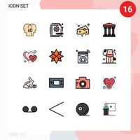 16 kreativ ikoner modern tecken och symboler av hjärta kontanter information Bank mataffär redigerbar kreativ vektor design element