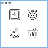 4 användare gränssnitt linje packa av modern tecken och symboler av klocka skruva klocka förare Diagram redigerbar vektor design element