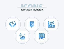 Ramadan-Blau-Icon-Pack 5 Icon-Design. Islam. Moschee. Halbmond. Lesezeichen. Islam vektor