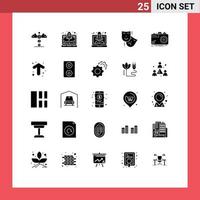 universell ikon symboler grupp av 25 modern fast glyfer av fånga kamera sjösättning teater masker redigerbar vektor design element