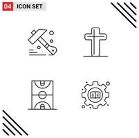 universell ikon symboler grupp av 4 modern fylld linje platt färger av konstruktion domstol firande påsk sporter redigerbar vektor design element