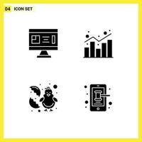 Satz von 4 kommerziellen soliden Glyphenpaketen für Architekturstatistiken Designdiagramm Huhn editierbare Vektordesignelemente vektor