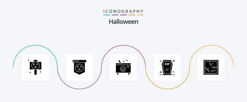 Halloween-Glyphe 5 Icon Pack inklusive . Halloween. Gift. gebrochen. Beerdigung vektor